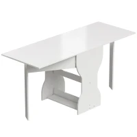 HOMCOM Tavolo da Pranzo Pieghevole per 4 Persone con Ripiano, in Legno, 160x60x75 cm, Bianco(m-1)