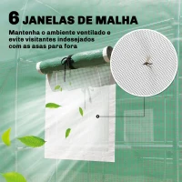 Outsunny Estufa Tipo Túnel 2,8x2x1,9 m com Prateleiras Estufa de Jardim com Porta Enrolável, 6 Janelas de Rede Verde(m-8)