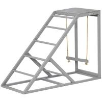 PawHut Posatoio in legno per galline con altalena, scala e piattaforma, 96x40x71 cm, grigio(m-8)