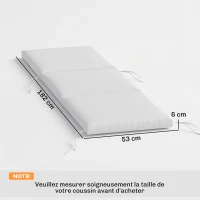 Outsunny Conjunto de 2 Almofadas para Espreguiçadeira com 5 Correias e Alça Integrada, para Praia Varanda Jardim, 182x53x6cm, Cinza Claro(m-3)