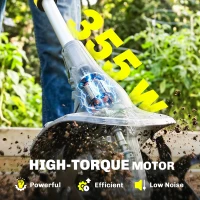 Outsunny Cordless Tiller, 18V Electric Garden Rotavator with 2 x 4000mAh Batteries, Charger, 20cm Tilling Width & 8cm Depth(m-4)