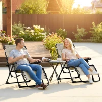 Outsunny Set 2 lettini pieghevoli con poggiatesta in textilene, 90x65x112 cm, Beige(m-6)