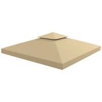 Outsunny Ersatzdach für Pavillon 3 x 3 m wasserdicht Pavillondach mit Doppeldach Ablauflöcher Beige(m-10)