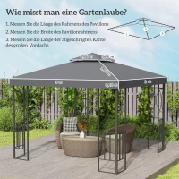 Outsunny Ersatzdach für Pavillon 3 x 3 m wasserdicht Pavillondach mit Doppeldach Ablauflöcher, Ersatzbezug Ersatzteile für Gartenpavillon Gartenzelt Dunkelgrau(m-3)