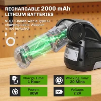 Outsunny 2-in-1 Elektrische Heggen- en Struikschaar met 2 x 7,2V Oplaadbare 2,0 Ah Accu, 2 Verwisselbare Messen Zwart(m-5)