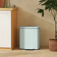 HOMCOM Poubelle de cuisine, 2 x 20 L compartiments, tri efficace des déchets, pédale, Plastique, Métal, Vert(m-4)