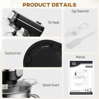 HOMCOM Stand Mixer, 6L 1400W Tilt-Head Food Mixer with 11 Speeds, Pulse & Fermentation Function, LED Display, Black(m-8)