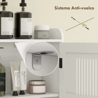HOMCOM Estantería sobre Inodoro con Estante Ajustable 2 Puertas Soporte para Papel Higiénico y Estantes Abiertos para Baño Blanco(m-8)