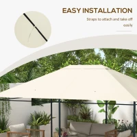 Outsunny 3 x 4m Gazebo Canopy Replacement Cover, Gazebo Roof Replacement (TOP COVER ONLY), Cream White(m-6)