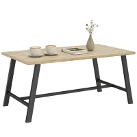 Outsunny Tavolino laterale da esterno in metallo effetto legno, 100x55 cm, Marrone(m-7)