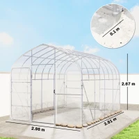 Outsunny Serra tunnel con 2 porte con cerniera e copertura trasparente(m-3)