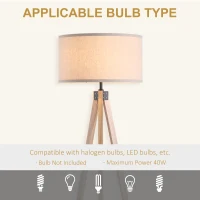 Homcom Lampada da Terra con Treppiede e Paralume in Lino Beige per Soggiorno Lampadine E27 Ф45 x 152cm(m-7)