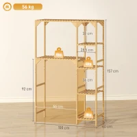 HOMCOM Estantería para Lavadora de Bambú Mueble para Lavadora o Inodoro con Estantes Reversibles y Ajustables Madera Natural(m-3)