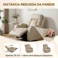 HOMCOM Poltrona de Massagem Reclinável c/ Aquecimento e 8 Pontos de Massagem 82x99x103 cm para Relaxamento Creme(m-6)