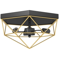 HOMCOM Lámpara de Techo Estilo Industrial Geométrica con 3 Bases E27 para Bombillas LED, Negro y Oro