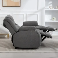 HOMCOM Sillón de 2 Plazas Relax Reclinable Manual Sillón Relax Tapizado en Terciopelo Reposapiés Ajustable Asiento Amplio Gris(m-7)