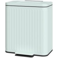 HOMCOM Poubelle de cuisine, 2 x 20 L compartiments, tri efficace des déchets, pédale, Plastique, Métal, Vert