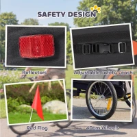 PawHut Przyczepka rowerowa dla psów składana z odblaskami dla małych i średnich psów do 20 kg Pomarańczowa(m-6)