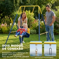 AIYAPLAY Estrutura de Baloiço Infantil Dobrável Estrutura Metálica para 1 Baloiço com 2 Ganchos 4 Estacas 128x155x157 cm Azul(m-6)