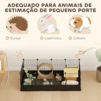 PawHut Cerca Metálica para Animais de 12 Painéis DIY Tapete Impermeável Parque para Porquinhos-da-Índia Ouriços 120x60x40 cm Preto(m-6)