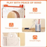 AIYAPLAY 7 in 1 Toddler Slide Set with Basketball Hoop, Climbing Frame, Telescope, Drawing Board, Storage Box, Orange(m-6)