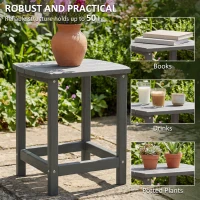 Outsunny Outdoor Side Table, Garden Coffee Table, All-Weather Adirondack Side Table for Garden, Beach, Indoor Outdoor, Grey(m-5)