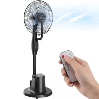 HOMCOM Ventilator cu brumizare silențios 90W pe stativ 128cm oscilație 70° 3 viteze 3 moduri temporizator negru(m-1)