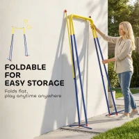 AIYAPLAY Składany stojak na huśtawkę, z ramą w kształcie litery A, 2 haki, 4 kotwy gruntowe, dla dzieci od 9 miesięcy do 8 lat, 128x155x157 cm, niebieski(m-7)