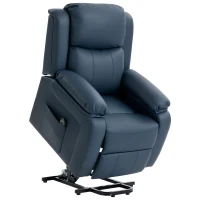HOMCOM Sillón Relax Levanta Personas Sillón Elevador con Control Remoto Reclinación Eléctrica 160° Reposapiés 76x90x105cm Azul(m-1)