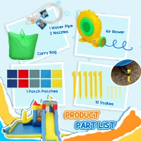 AIYAPLAY Inflatable Bouncy Castle, Kids Water Bounce House 6 in 1 with 550W Blower, 2 Slides for Garden, Party, Outdoor Indoor(m-8)