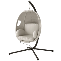 Outsunny Fauteuil suspendu avec support, panier pliable avec coussin d'assise épais, hauteur réglable, harnais de sécurité jusqu'à 120 kg