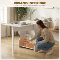 HOMCOM Tavolo da Pranzo Pieghevole per 4 Persone con Ripiano, in Legno, 160x60x75 cm, Bianco(m-6)