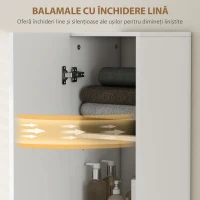HOMCOM Dulap de Baie Suspendat Coloană cu Rafturi Reglabile și Închidere Soft Close, 30x31.5x160 cm, Alb(m-5)