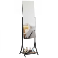 HOMCOM Free Standing Dressing Mirror, Full Length Mirror with Adjustable Angle, Storage Shelf for Living Room, Bedroom, Hallway(m-10)