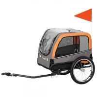 PawHut Rimorchio per cani pieghevole per bicicletta con riflettori, fino a 20 kg, Arancione(m-6)