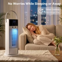 HOMCOM Ventilator de birou cu ceață lumină RGB 3 viteze oscilație de 90° temporizator de 10H telecomandă alb(m-4)