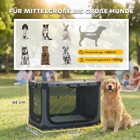 PawHut Caisse pliable pour chien Caisse de transport avec coussin Housse amovible lavable En tissu Oxford pour chiens jusqu'à 30kg Vert armée(m-3)