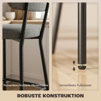 HOMCOM Set 2 sgabelli bar imbottiti con schienale sagomato, Grigio(m-4)