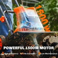 Outsunny 1500W Electric Garden Tiller with Foldable Handle, 40cm Working Width, 9cm Tilling Depth, 6 Blades, 2 Adjustable Wheels(m-4)