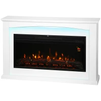 HOMCOM Chimenea eléctrica 1000W/2000W, chimenea decorativa falsa, efecto llama con 5 niveles de luminosidad ajustables, 121x25x77cm, blanco(m-8)