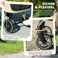 PawHut Hundewagen, Leichter und faltbarer Transportwagen für kleine Hunde, waschbares Kissen, Netzfenster, Khaki(m-8)