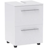 HOMCOM Dulap Sottolavabo pentru Baie cu Sertar și Dulap, Dulap Compact cu Decupaj în U, Mobilier Baie Modern și Economisire Spațiu, Potrivit pentru Lavoare fără Coloană, 41,5x35,5x59 cm, Alb(m-1)