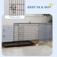 PawHut Gabbia Trasportino per Animali Pieghevole in Acciaio, 91x61x67cm(m-6)