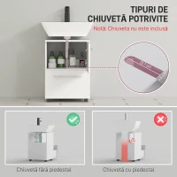 HOMCOM Dulap Sottolavabo pentru Baie cu Sertar și Dulap, Dulap Compact cu Decupaj în U, Mobilier Baie Modern și Economisire Spațiu, Potrivit pentru Lavoare fără Coloană, 41,5x35,5x59 cm, Alb(m-4)