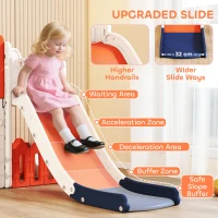 AIYAPLAY 7 in 1 Toddler Slide Set with Basketball Hoop, Climbing Frame, Telescope, Drawing Board, Storage Box, Orange(m-5)