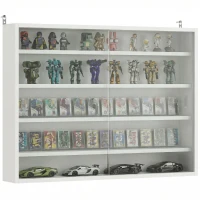 HOMCOM Vitrine de Parede com Prateleiras Ajustáveis e 2 Portas Corredeiras de Vidro para Coleções 80x9,5x60 cm Branco(m-10)