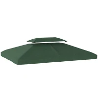 Outsunny Copertura di Ricambio 4x3 m con Tetto Doppio, Fori di Drenaggio e Protezione UV, Verde(m-1)