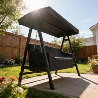 Outsunny 3-Sitzer Gartenschaukel-Abdeckung, wasserdichte Schutzhülle, winddicht und UV-beständig, 420D Oxford-Stoff(m-8)