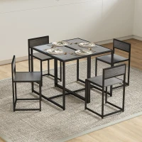 HOMCOM Set da Pranzo 3 Pezzi con Tavolo Alto 76x90x47 cm e 2 Sedie 73x40x40 cm, in Acciaio Zincato, 90x47x76 cm, Grigio(m-4)