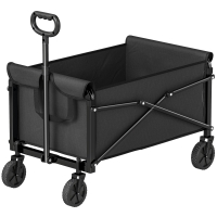 Outsunny Chariot de festival 81 L sur roues, chariot de jardin compact pliable avec poignée réglable, Noir